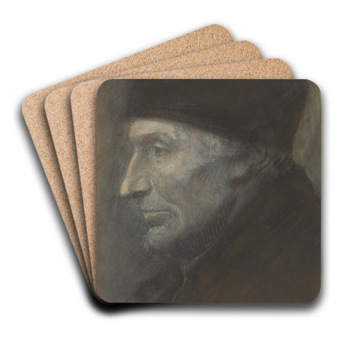 Head Of A Man With A Skullcap by Alphonse Legros Art Drink Coaster set