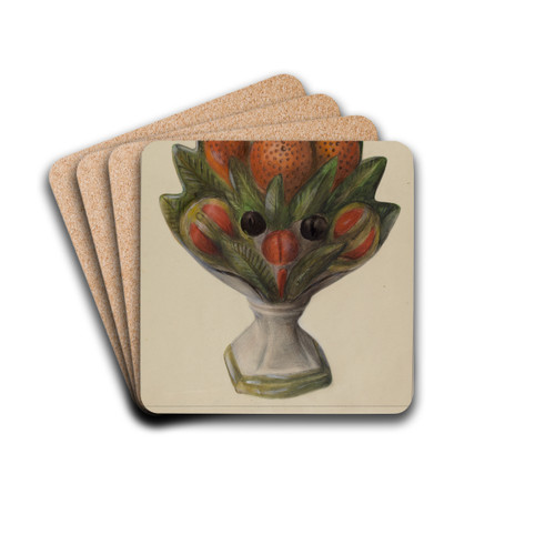 Pa. German Chalkware Mantel Stop by Mina Lowry Drink Coasters - set of 4