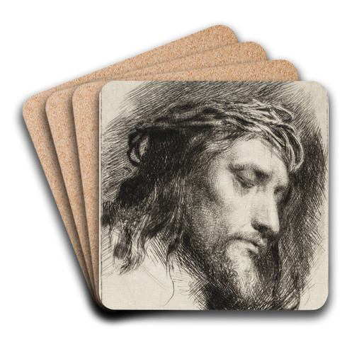 Tornekronet Kristushoved by Carl Bloch Art Drink Coaster set