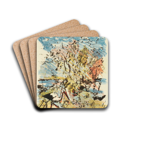 Wiese mit Storch und Frosch by Lovis Corinth Drink Coasters - set of 4