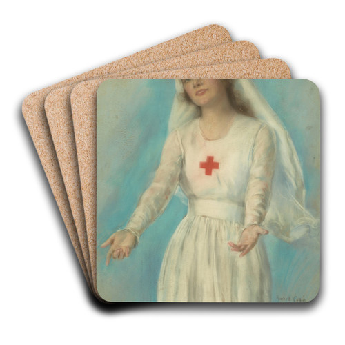 Red Cross Nurse by Haskell Coffin Art Drink Coaster set