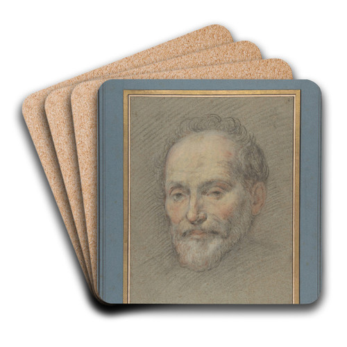 Head of a Bearded Man by Domenico Fetti Art Drink Coaster set Head of a Bearded Man by Domenico Fetti Art Drink Coaster set