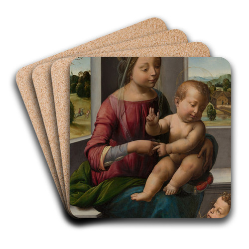 Madonna and Child with the Young Saint John the Baptist by Fra Bartolomeo Art Drink Coaster set Madonna and Child with the Young Saint John the Baptist by Fra Bartolomeo Art Drink Coaster set
