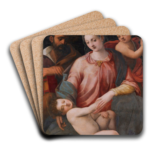The Holy Family With The Infant Saint John The Baptist by Michele Tosini Art Drink Coaster set