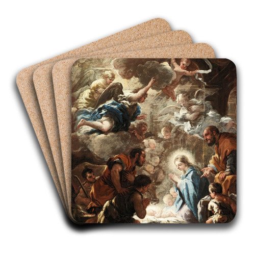 Adoration of the Shepherds by Luca Giordano Art Drink Coaster set