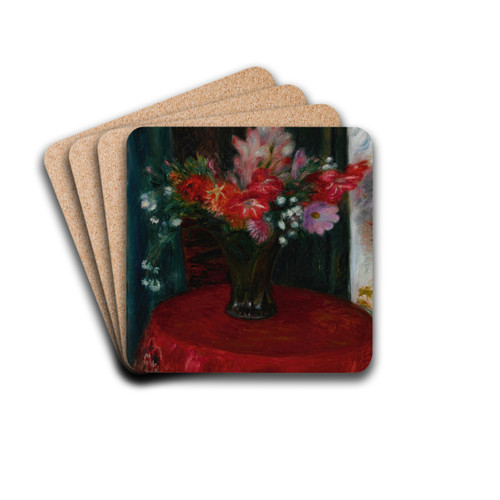 Bouquet on Red Tablecloth by William James Glackens Drink Coasters - set of 4