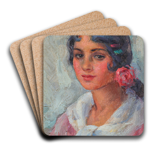 Portrait Of A Woman by Joaqun Sorolla Art Drink Coaster set