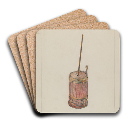 Butter Churn by Benjamin Resnick Art Drink Coaster set Butter Churn by Benjamin Resnick Art Drink Coaster set
