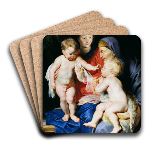 The Holy Family with Saint Elizabeth and Saint John the Baptist by Peter Paul Rubens Art Drink Coaster set