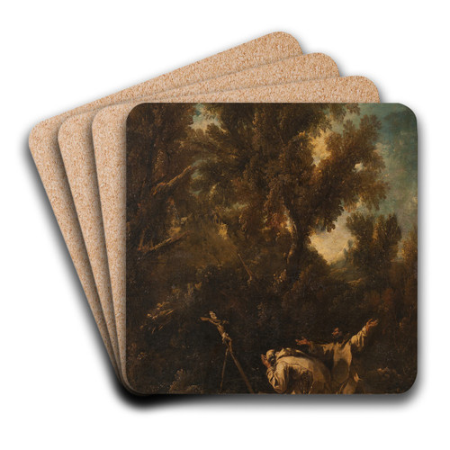Landscape with two Repentant Monks by Alessandro Magnasco Art Drink Coaster set