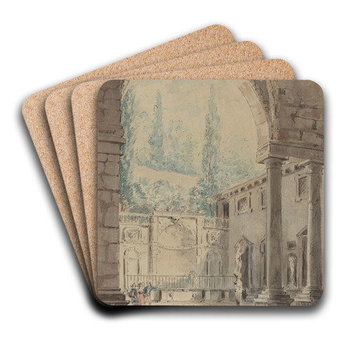Courtyard of the Villa Pliniana by Follower of Hubert Robert Art Drink Coaster set