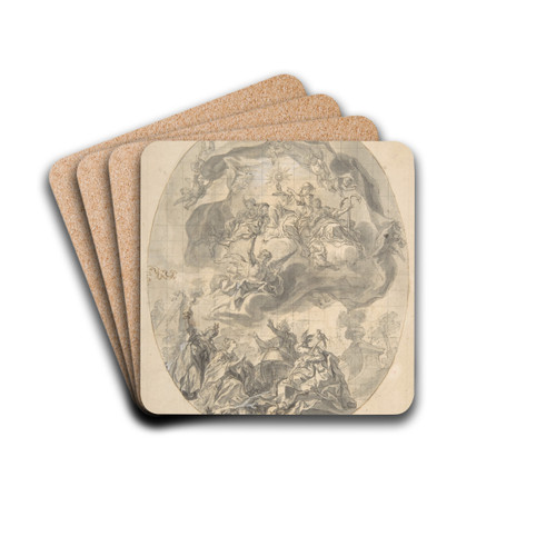Veneration of the Eucharist by the Peoples of the World (Allegories of the Four Continents) by Gottfried Bernhard Goetz Drink Coasters - set of 4