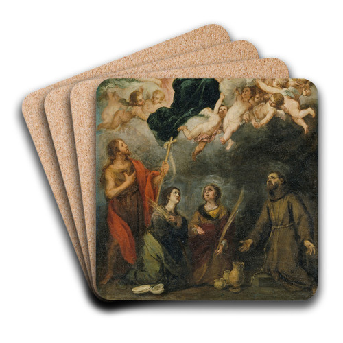 The Virgin and Child with Saints by Bartolom Estebn Murillo Art Drink Coaster set