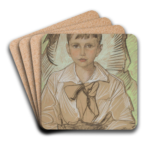 Portrait of Karol Krystall by Stanisaw Ignacy Witkiewicz Art Drink Coaster set