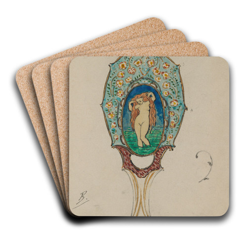 Design for a Hand Mirror by Flix Bracquemond Art Drink Coaster set