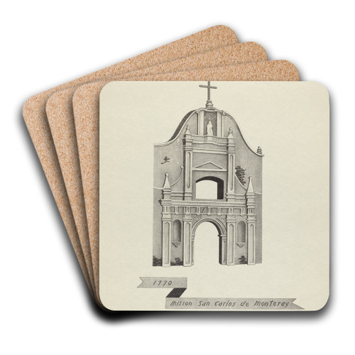Mision San Carlos de Monterey by James Jones Art Drink Coaster set