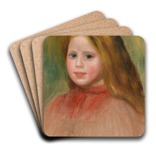 Portrait De Jeune Fille by Pierre-Auguste Renoir Art Drink Coaster set