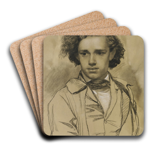 Portrait of the painter Albert Hendschel by Philipp Winterwerb Art Drink Coaster set