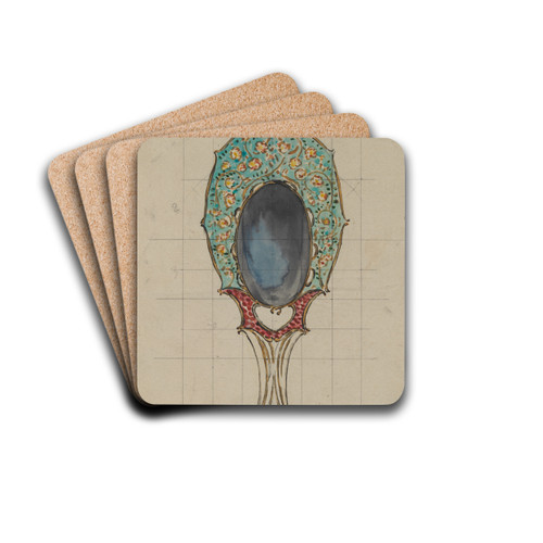 Design for a Hand Mirror by Flix Bracquemond Drink Coasters - set of 4
