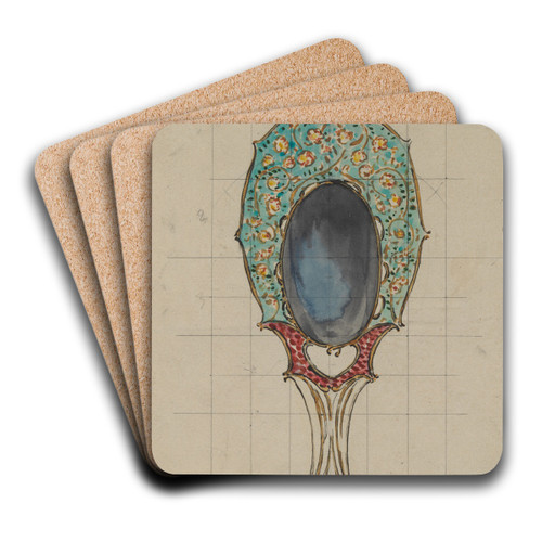 Design for a Hand Mirror by Flix Bracquemond Art Drink Coaster set