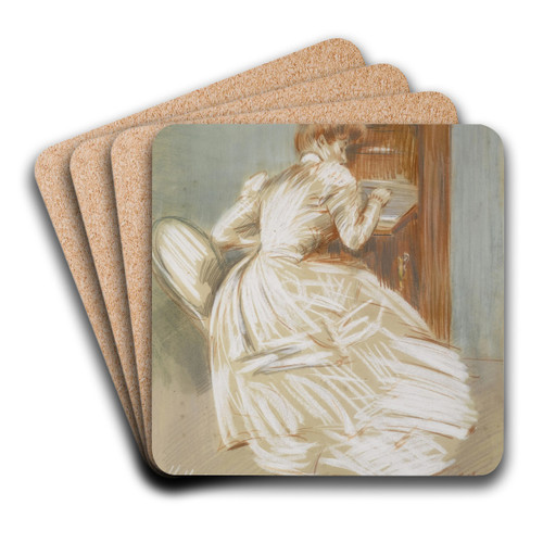 Madame Helleu  son secrtaire by Paul Csar Helleu Art Drink Coaster set