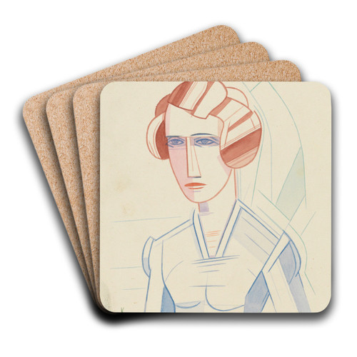 Weibliches Portrt by Karl Wiener Art Drink Coaster set