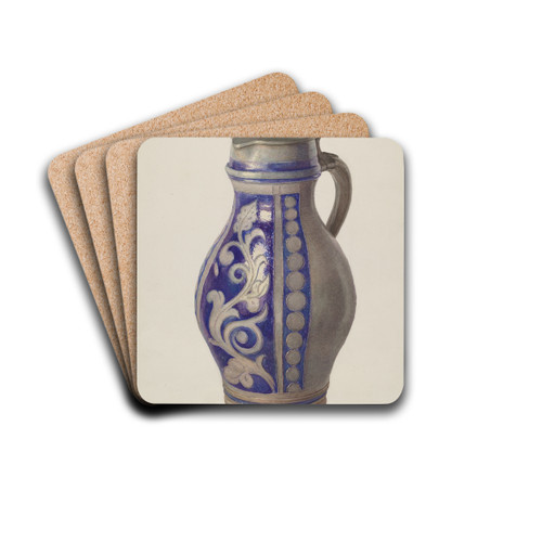 Three Quart Beer Pitcher by Carl Buergerniss Drink Coasters - set of 4 Three Quart Beer Pitcher by Carl Buergerniss Drink Coasters - set of 4