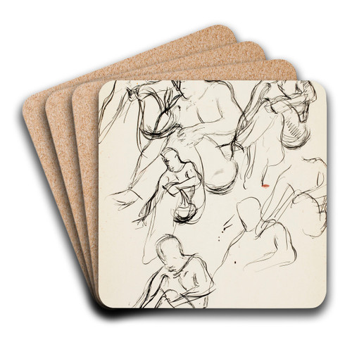 Luonnoksia istuvasta miehest by Magnus Enckell Art Drink Coaster set