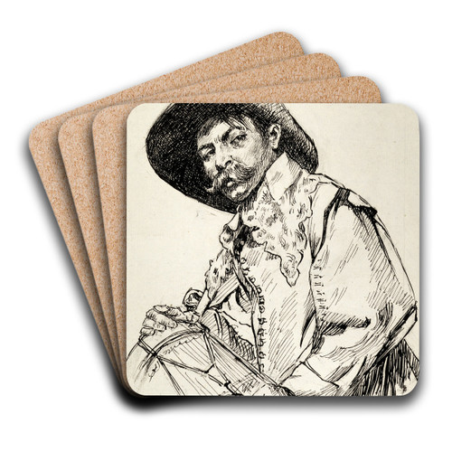 The Drummer by Ferdinand Roybet Art Drink Coaster set