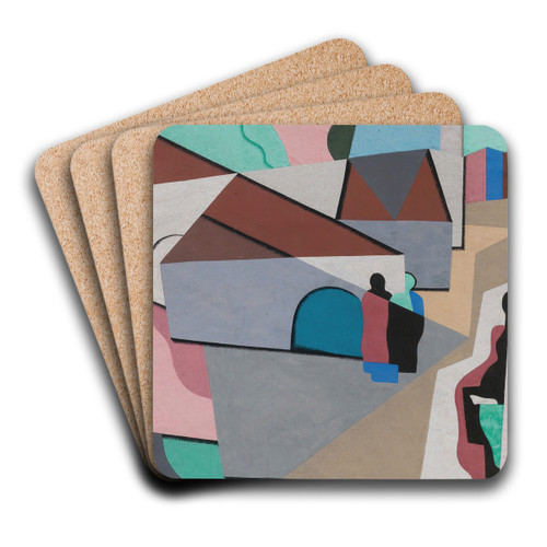 Le Village by Georges Valmier Art Drink Coaster set Le Village by Georges Valmier Art Drink Coaster set