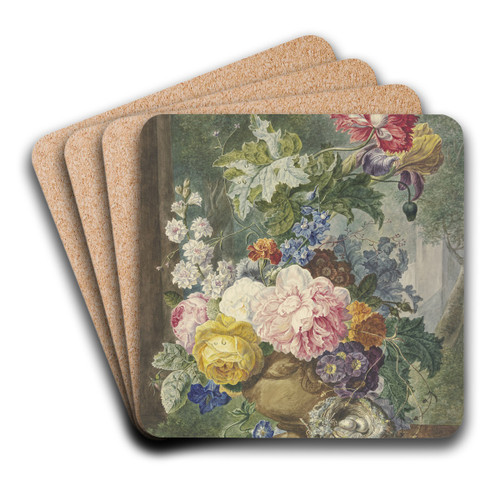 Blumenstrau In Einer Vase, Dabei Ein Vogelnest by Georgius Jacobus Johannes van Os Art Drink Coaster set Blumenstrau In Einer Vase, Dabei Ein Vogelnest by Georgius Jacobus Johannes van Os Art Drink Coaster set