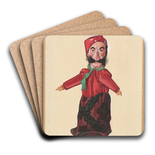 Puppet - Pirate by Beverly Chichester Art Drink Coaster set Puppet - Pirate by Beverly Chichester Art Drink Coaster set