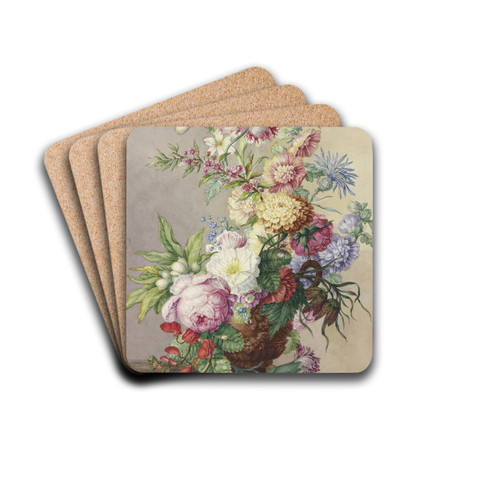 Blumenstrau In Einer Vase Auf Einem Marmortisch by Oswald Wijnen Drink Coasters - set of 4 Blumenstrau In Einer Vase Auf Einem Marmortisch by Oswald Wijnen Drink Coasters - set of 4