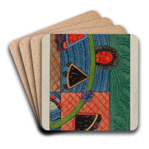 Coverlet (Applique Quilt) by Ruth M. Barnes Art Drink Coaster set