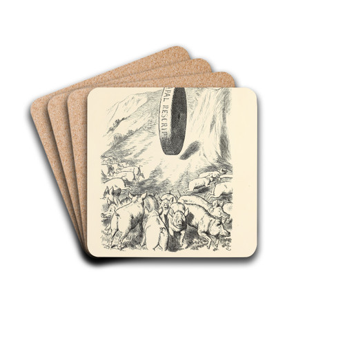 Panic amongst the Pigs by Sir John Tenniel Drink Coasters - set of 4 Panic amongst the Pigs by Sir John Tenniel Drink Coasters - set of 4