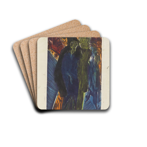 Straenszene (nach dem Gemlde 'Straenszene' von 1914) by Ernst Ludwig Kirchner Drink Coasters - set of 4