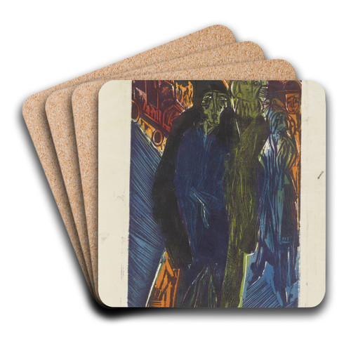 Straenszene (nach dem Gemlde 'Straenszene' von 1914) by Ernst Ludwig Kirchner Art Drink Coaster set