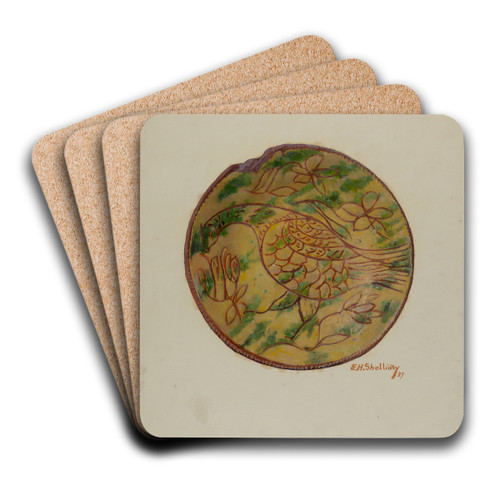 Pa. German Plate by Eugene Shellady Art Drink Coaster set