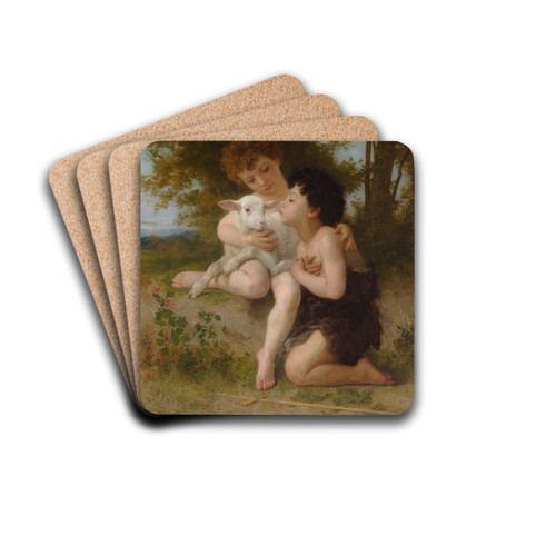 Les Enfants  L'Agneau by William Bouguereau Drink Coasters - set of 4