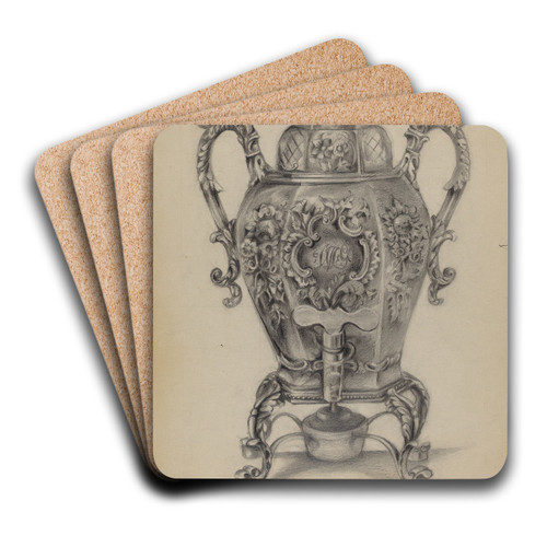 Silver Hot Water Urn by Nicholas Zupa Art Drink Coaster set