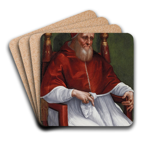 Portrait of Pope Julius II by Follower of Raphael Art Drink Coaster set