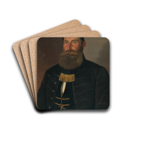 Portrait of a man with a chin and a beard by Peter Michal Boh Drink Coasters - set of 4 Portrait of a man with a chin and a beard by Peter Michal Boh Drink Coasters - set of 4