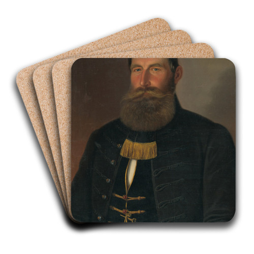 Portrait of a man with a chin and a beard by Peter Michal Boh Art Drink Coaster set Portrait of a man with a chin and a beard by Peter Michal Boh Art Drink Coaster set