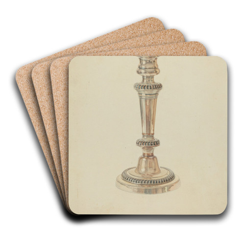 Silver Candlestick by Frank M. Keane Art Drink Coaster set