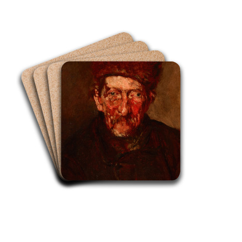 Study; Bust of a Man by Max Liebermann Drink Coasters - set of 4