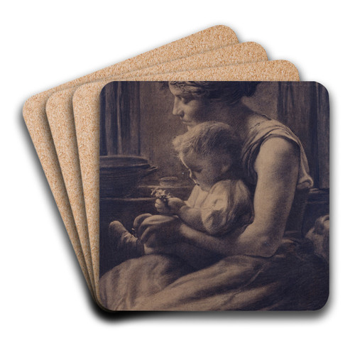 Toilette du matin by Lon Frdric Art Drink Coaster set