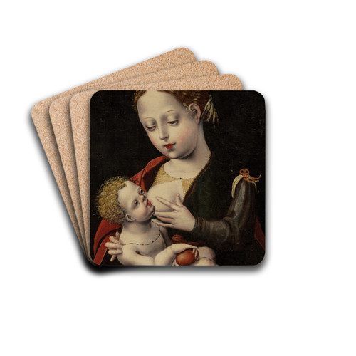 The Virgin Nursing the Christ Child by The Master of the Parrot Drink Coasters - set of 4