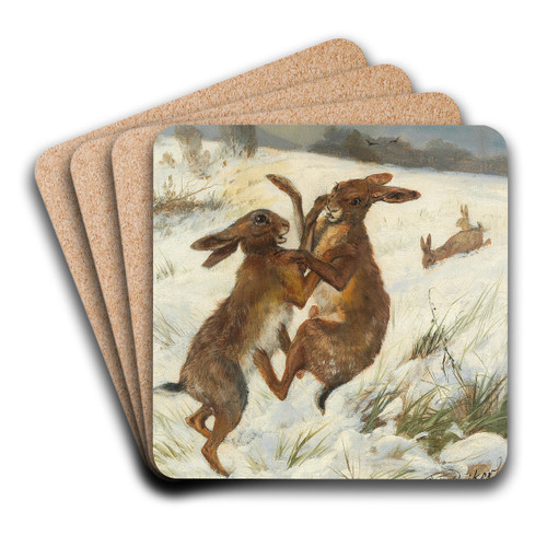Hasen by Carl Friedrich Deiker Art Drink Coaster set