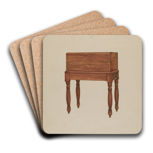 Writing Table and Desk by Henry Meyers Art Drink Coaster set Writing Table and Desk by Henry Meyers Art Drink Coaster set