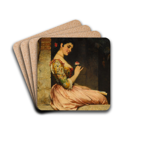A Rose by Eugen von Blaas Drink Coasters - set of 4